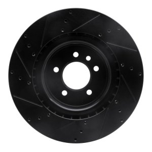 Land Rover Discovery Brake Rotor (1) - Front Right - R1 Concepts - Drilled & Slotted - Black - `06-`17